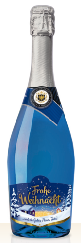 Weihnachts-Frizzante SECCO mit Naturkork 0,7l - blaue Flasche